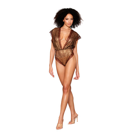 Dreamgirl Teddy and Rhinestone Bra Gold M