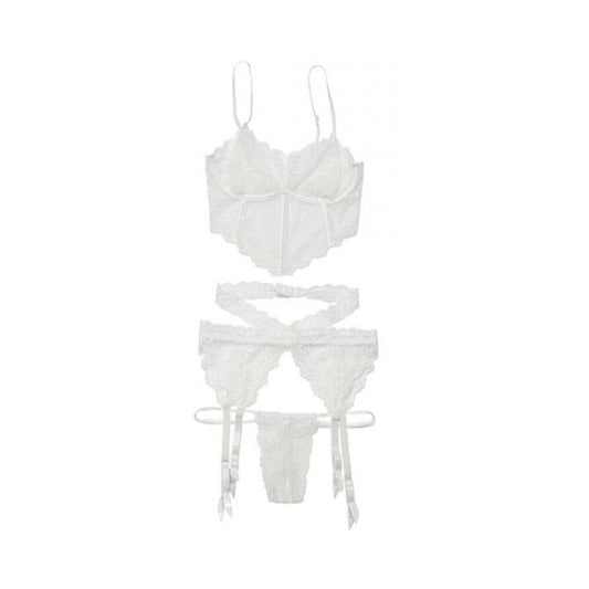 Bra, Garterbelt, And G-string White Os Hanging