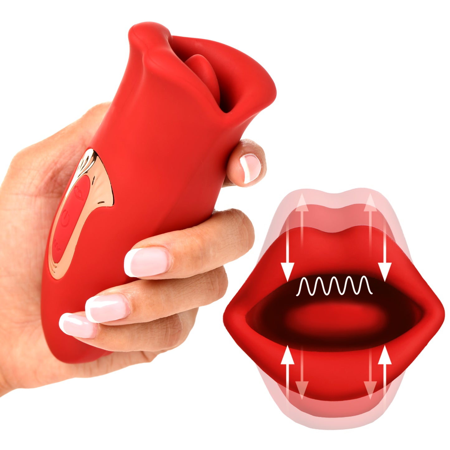 Shegasm Lickgasm Kiss + Tell Silicone Kissing & Vibrating Clitoral Stimulator - Red