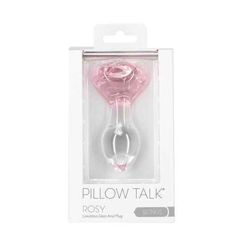 PILLOW TALK ROSY FLOWER GLASS ANAL PLUG PINK
