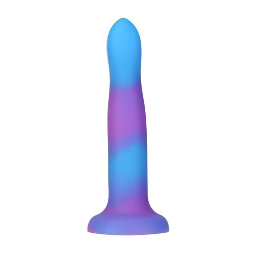 RAVE ADDICTION 8IN GLOW IN THE DARK DILDO BLUE/PURPLE