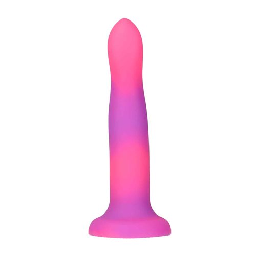 RAVE ADDICTION 8IN GLOW IN THE DARK DILDO PINK/PURPLE