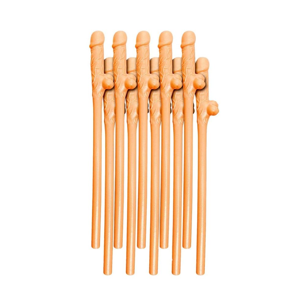 Bachelorette Party Favors Pecker Straws - Brown Pack of 10