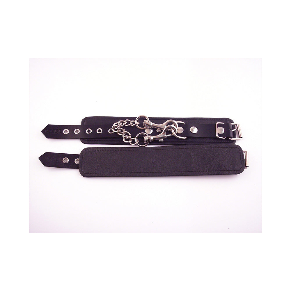 Rouge Plain Leather Wrist Cuffs Black