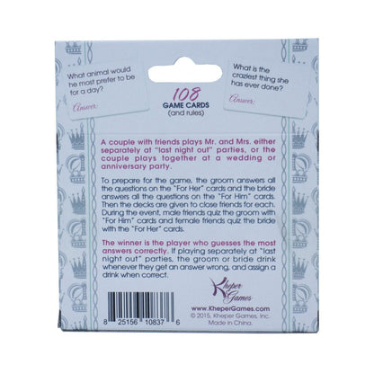 Mr. And Mrs. Trivia Card Game