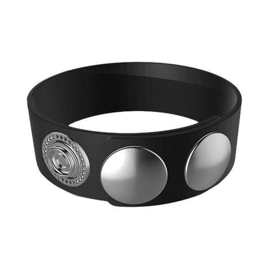 Rock Solid Adjustable Leather 3 Snap Cock Ring Black