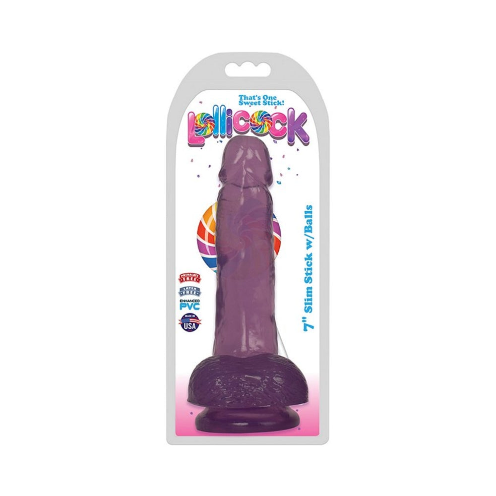Lollicock 7 inches Slim Stick Dildo with Balls