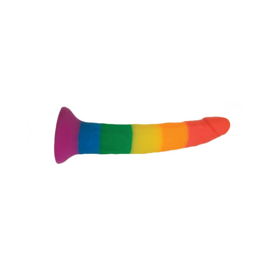 Rainbow Power Drive 7 Inch Strap On Dildo With Harness Silicone