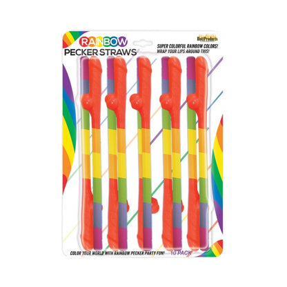 Rainbow Pecker Straws 10pk