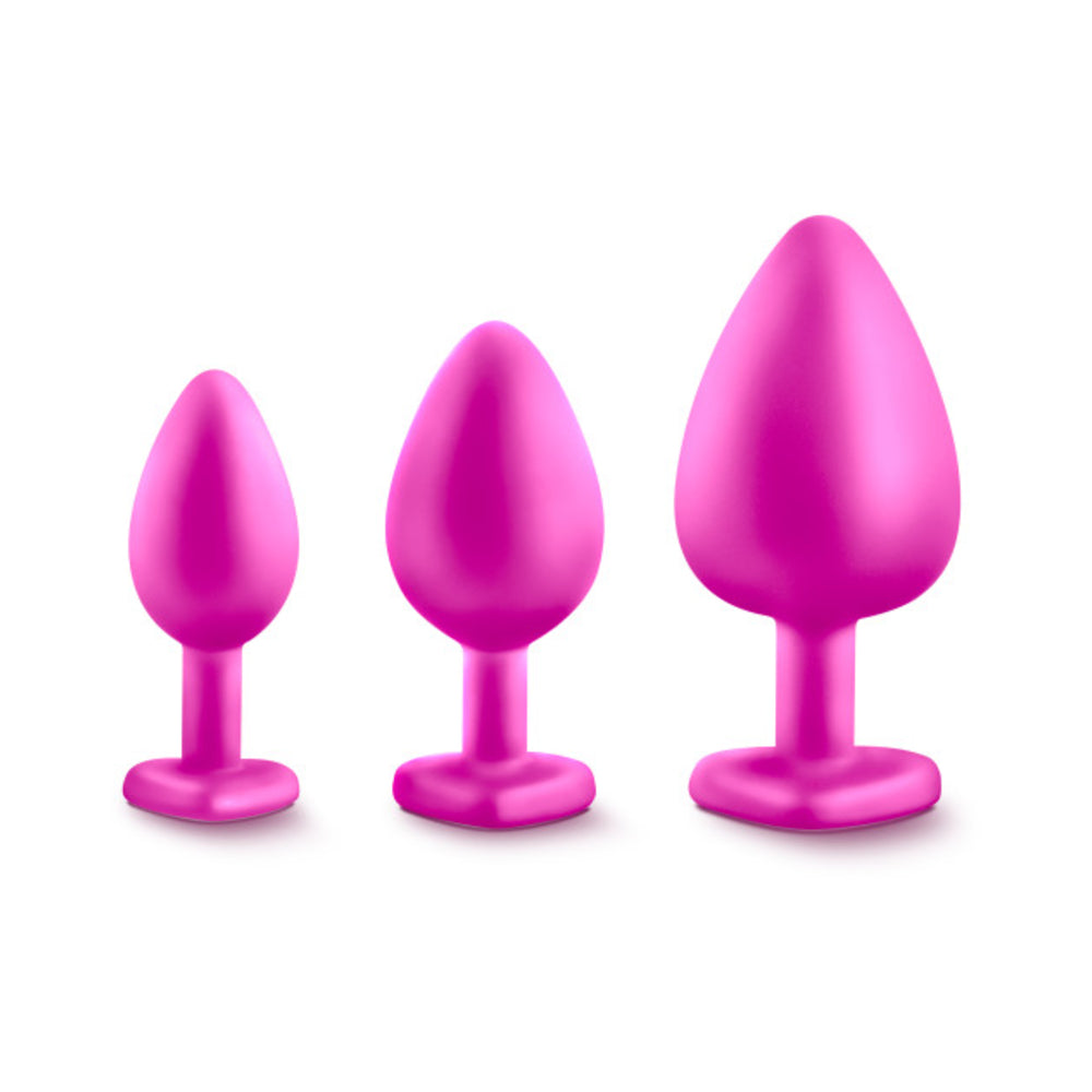 Blush Luxe Bling Plugs Training Kit - Pink w/White Gems