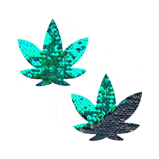 Ariel Green to Black Flip Sequin Gold Dope Af Weed Leak Pasties