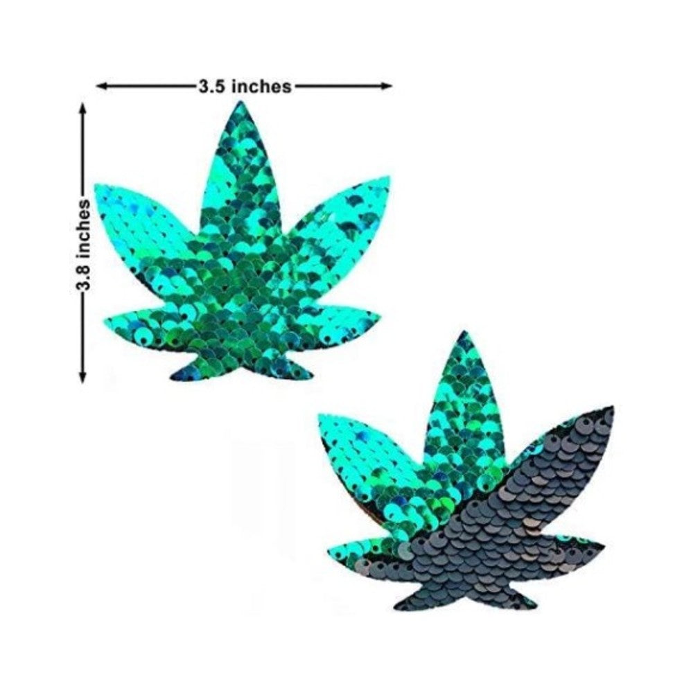 Ariel Green to Black Flip Sequin Gold Dope Af Weed Leak Pasties