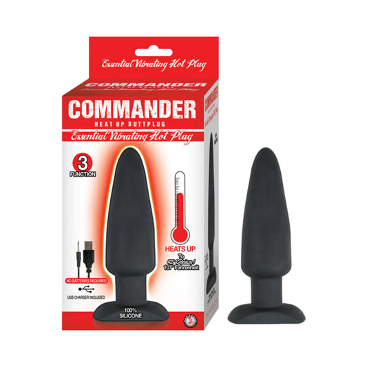 COMMANDER ESSENTIAL VIBRATING HOT PLUG-BLACK