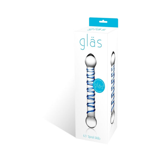 Glas 6.55in Spiral Glass Beaded Dildo