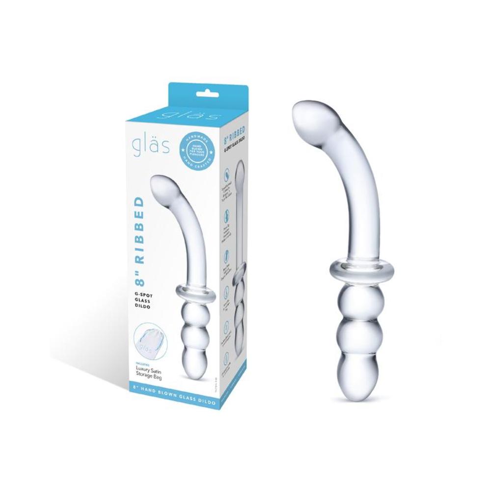 8"  Ribbed G-spot Glass Dildo