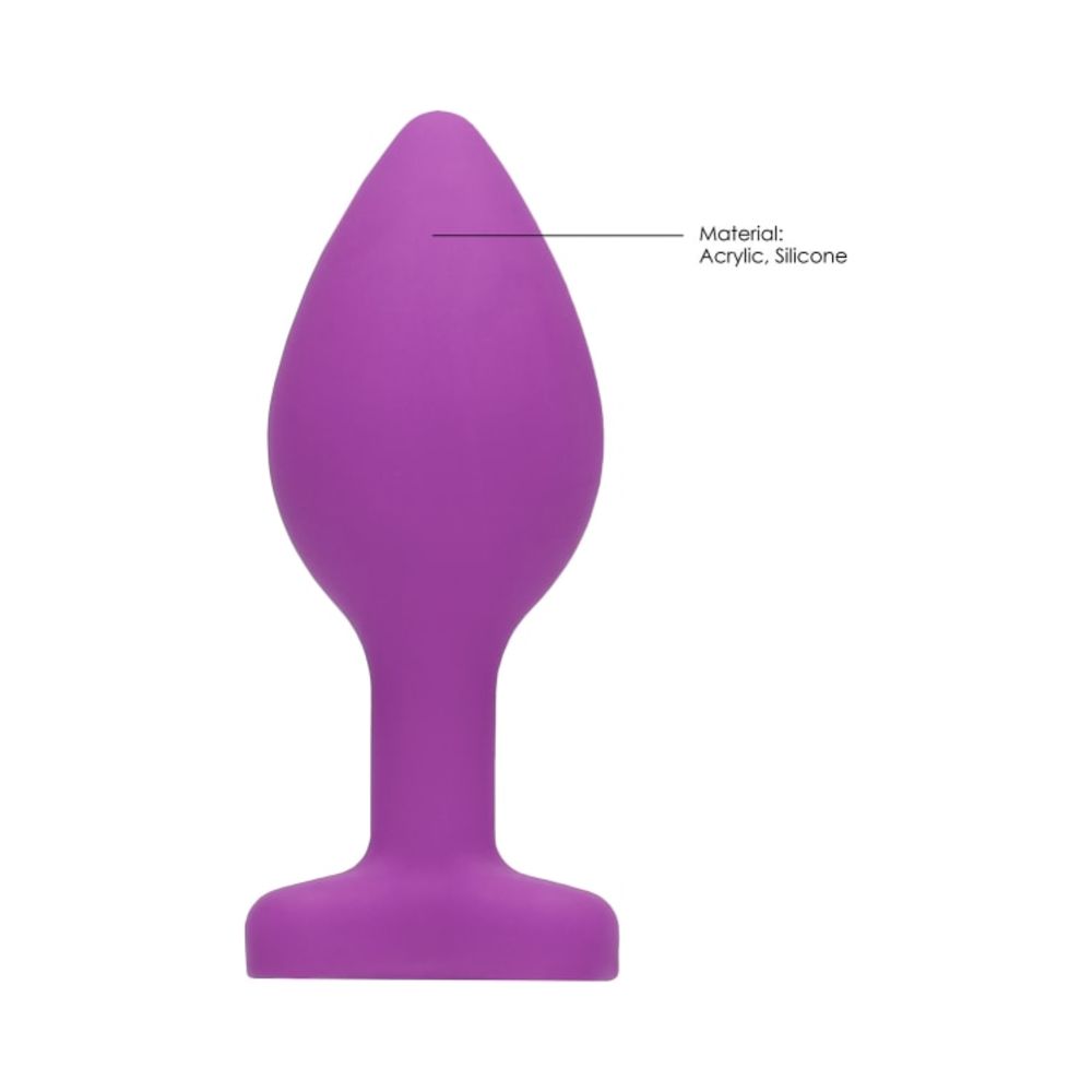 Diamond Heart Butt Plug - Large - Purple