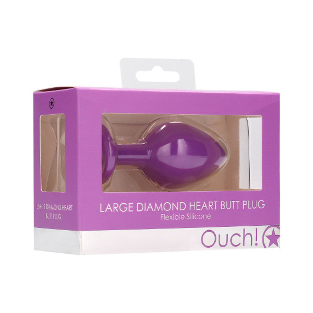 Diamond Heart Butt Plug - Large - Purple