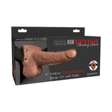 Fetish Fantasy 6in Hollow Rechargeable Strap-on With Balls, Tan