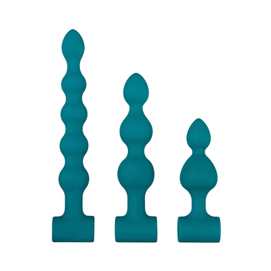 Adam & Eve Vibrating Anal Bumpy Bead Set - Teal
