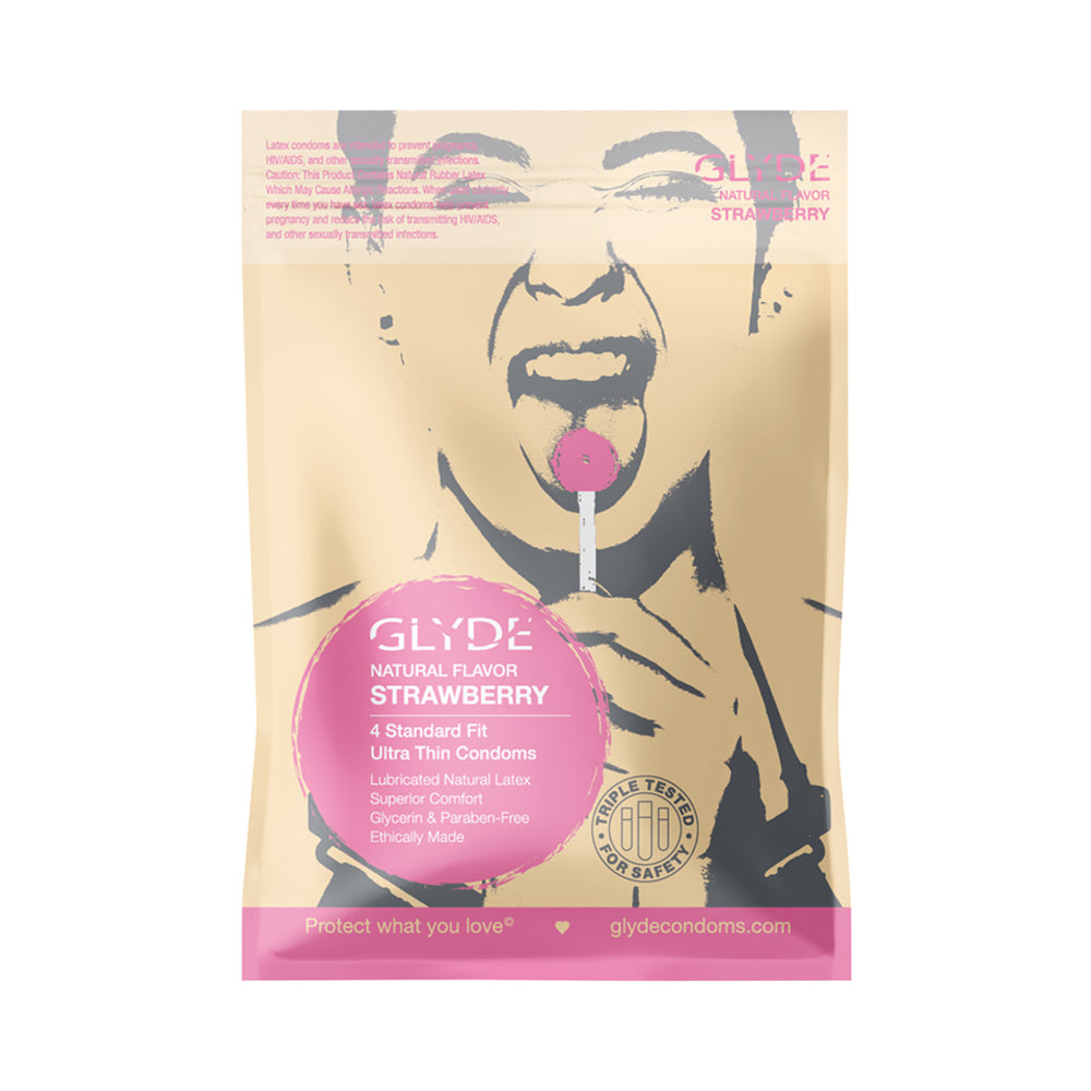 Glyde  Natural Flavor Condom Strawberry 4pk