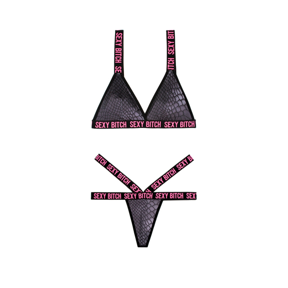 Vibes Sexy Bitch Reptile Print Set Blk Lxl