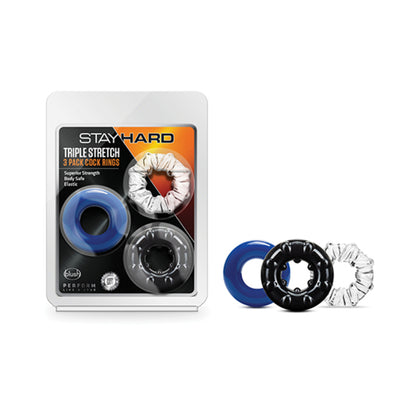 Blush Stay Hard Triple Stretch Cock Rings - Pack of 3
