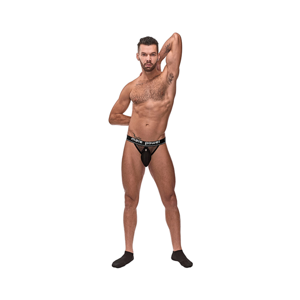 Cock Pit Fishnet Cock Ring Jock Black L/XL