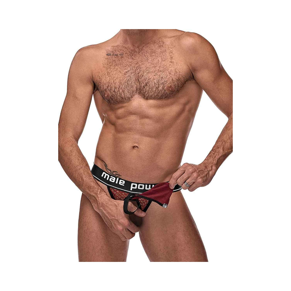 Cock Pit Net Cock Ring Jock - L/ XL - Burgundy