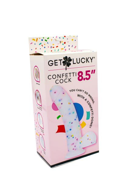 Get Lucky 8.5' Real Skin Confetti Cock - Multi Color