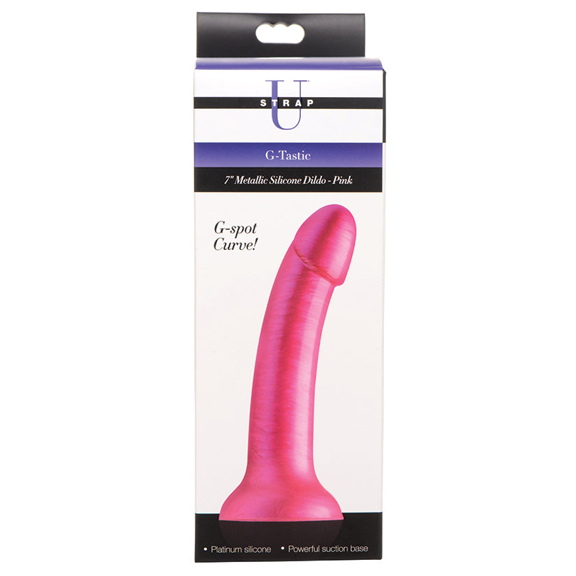 Strap U G-Tastic Metallic Silicone Dildo-Pink 7'