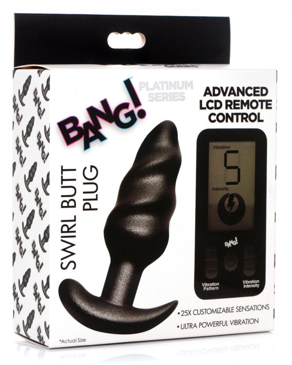BANG! PLATINUM SERIES SWIRL BUTT PLUG W/ REMOTE
