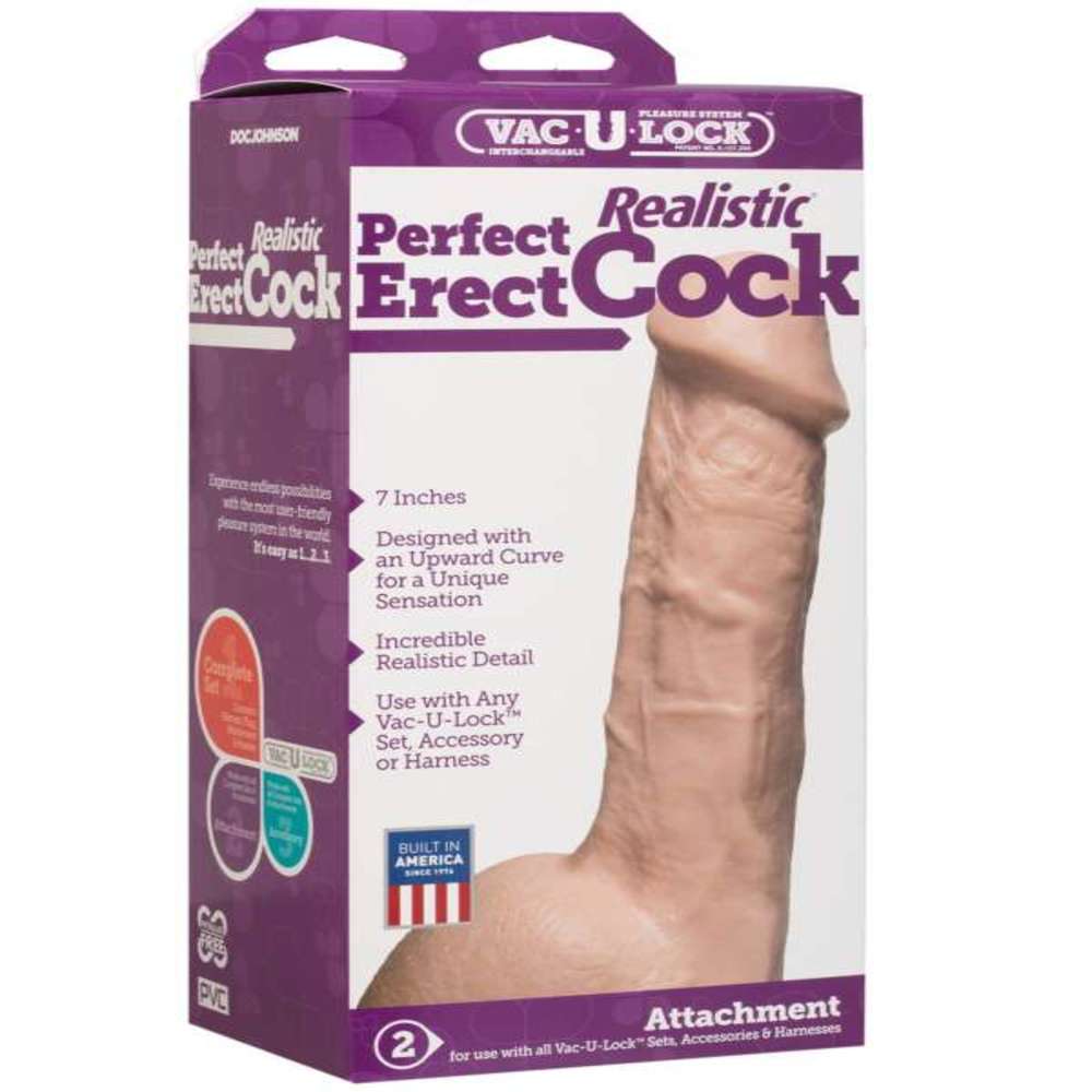 Vac-U-Lock 7" Realistic Perfect Erect Cock - Beige