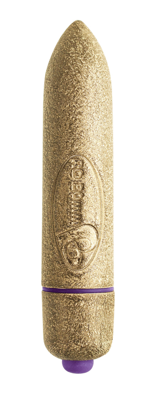 Rocks Off Precious Golden Passion Colored RO-80 mm Bullet - 7 Speed Gold