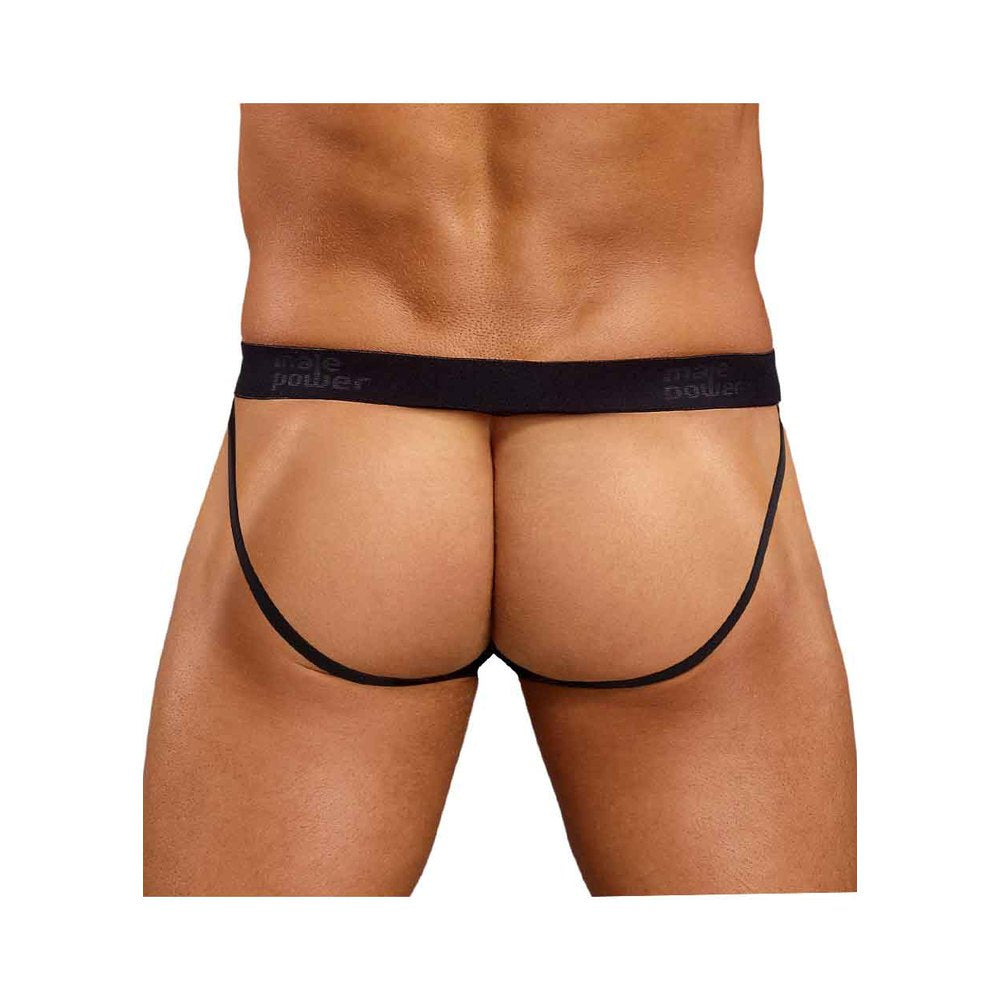 Male Power Satin Lycra Jock Strap S/M Black